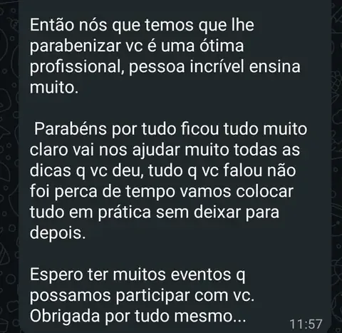 Mensagem real de participante de uma imersão