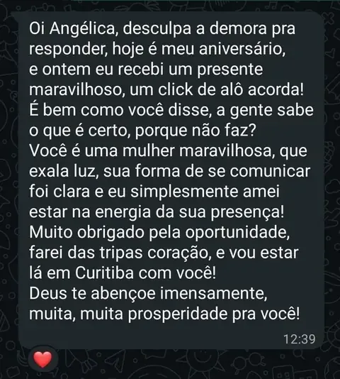 Mensagem real de participante de uma imersão