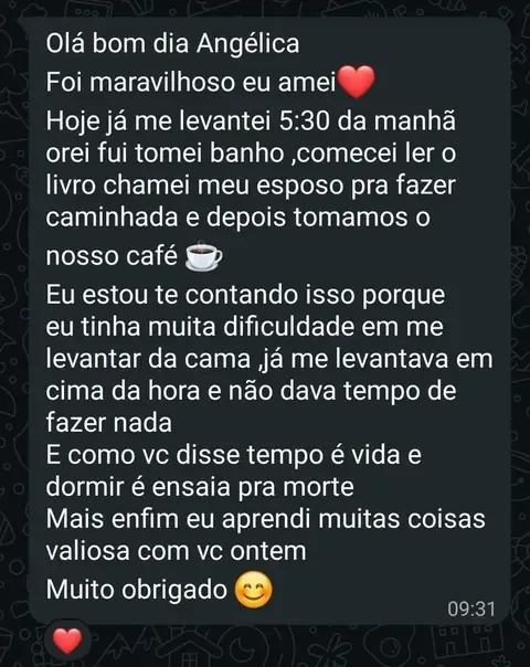 Mensagem real de participante de uma imersão
