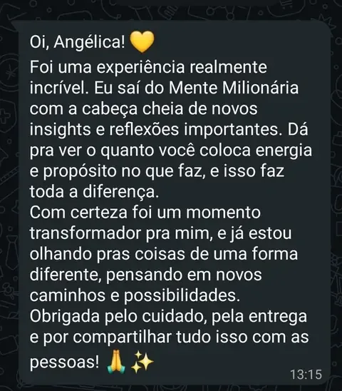 Mensagem real de participante de uma imersão