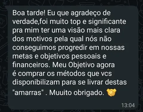 Mensagem real de participante de uma imersão